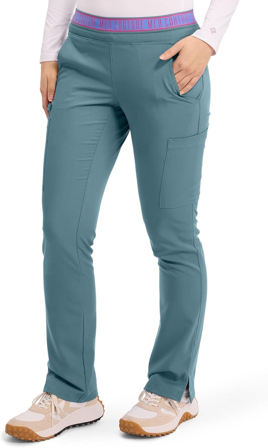 imageMed Couture Womens Yoga PullOn Pant with 7 Pockets UltraSoft RibKnit Waistband and 2Way Stretch Technology MC7739Blue Jean Baby