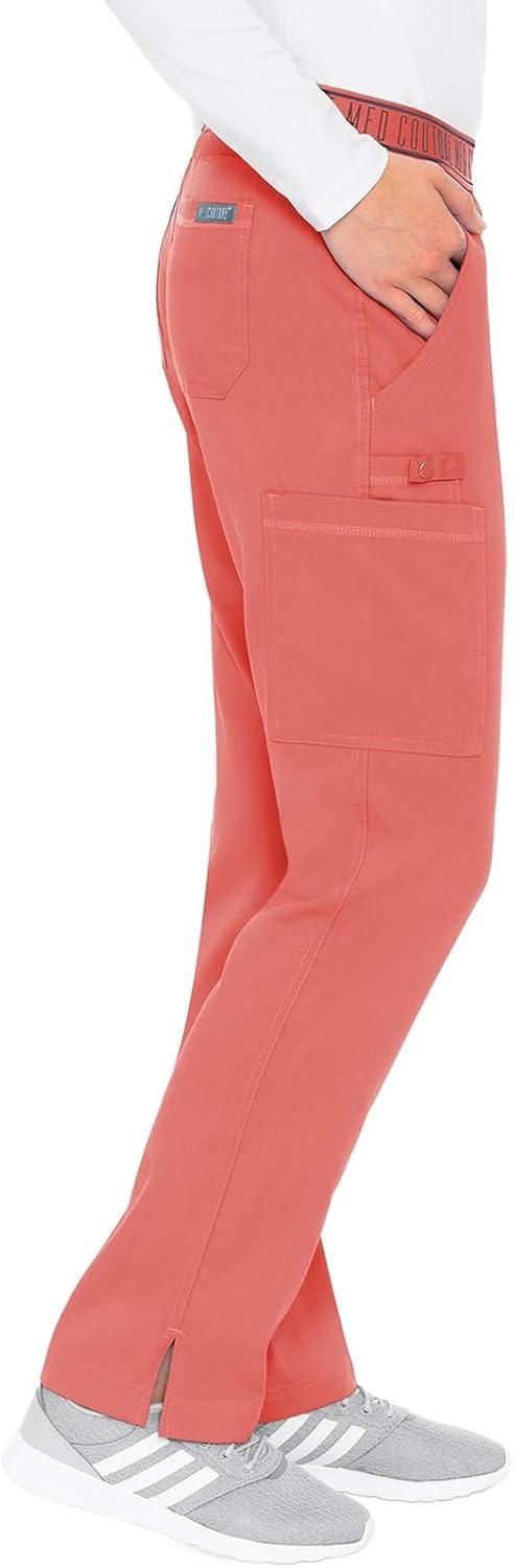 imageMed Couture Womens Yoga PullOn Pant with 7 Pockets UltraSoft RibKnit Waistband and 2Way Stretch Technology MC7739Coral