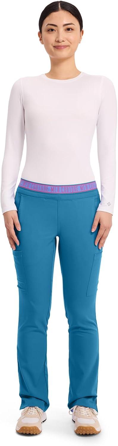 imageMed Couture Womens Yoga PullOn Pant with 7 Pockets UltraSoft RibKnit Waistband and 2Way Stretch Technology MC7739Maliblue Shore