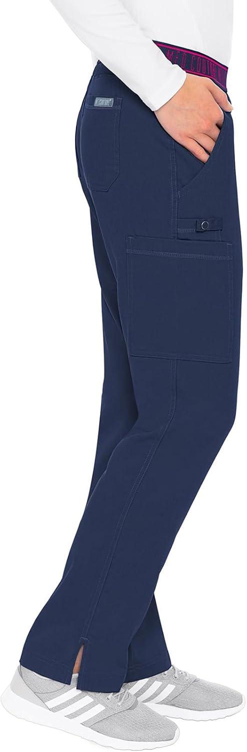 imageMed Couture Womens Yoga PullOn Pant with 7 Pockets UltraSoft RibKnit Waistband and 2Way Stretch Technology MC7739Navy