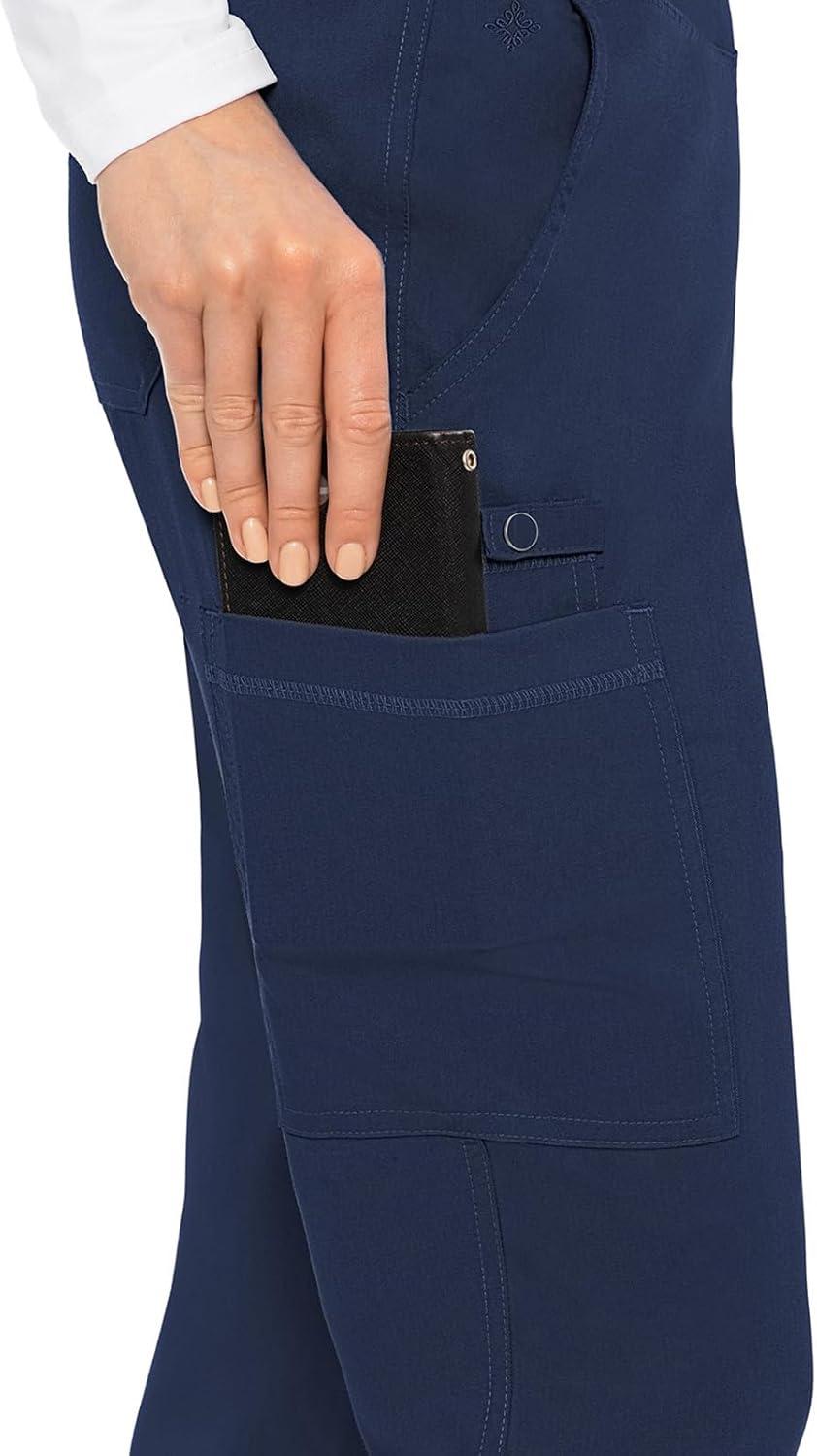 imageMed Couture Womens Yoga PullOn Pant with 7 Pockets UltraSoft RibKnit Waistband and 2Way Stretch Technology MC7739Navy
