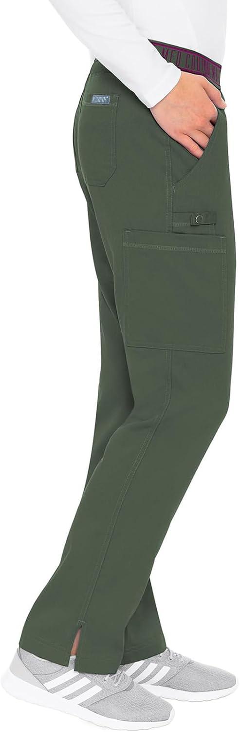 imageMed Couture Womens Yoga PullOn Pant with 7 Pockets UltraSoft RibKnit Waistband and 2Way Stretch Technology MC7739Olive