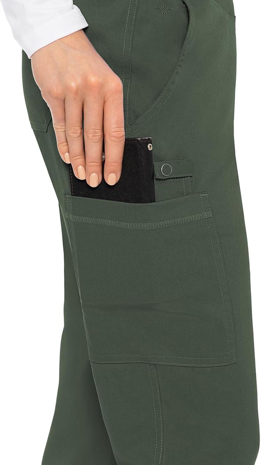 imageMed Couture Womens Yoga PullOn Pant with 7 Pockets UltraSoft RibKnit Waistband and 2Way Stretch Technology MC7739Olive