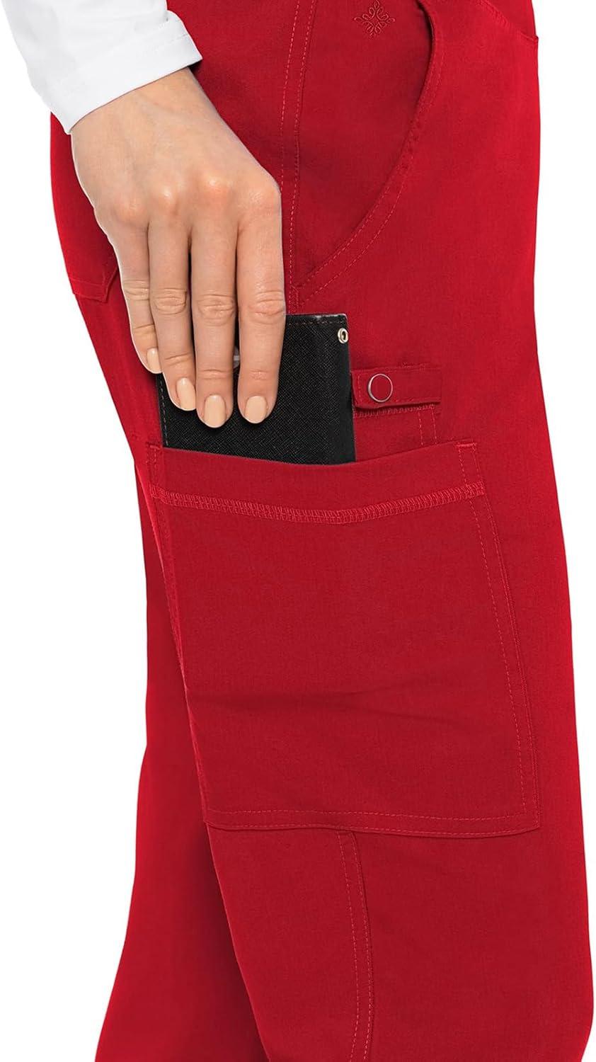 imageMed Couture Womens Yoga PullOn Pant with 7 Pockets UltraSoft RibKnit Waistband and 2Way Stretch Technology MC7739Red