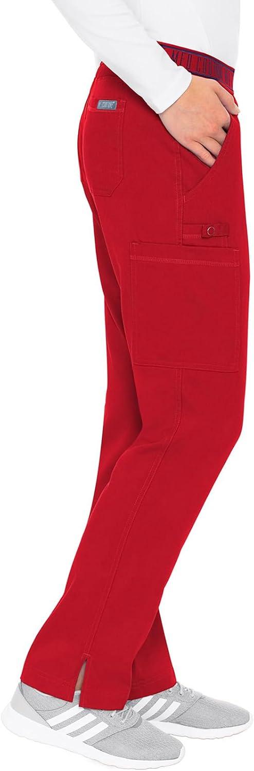 imageMed Couture Womens Yoga PullOn Pant with 7 Pockets UltraSoft RibKnit Waistband and 2Way Stretch Technology MC7739Red