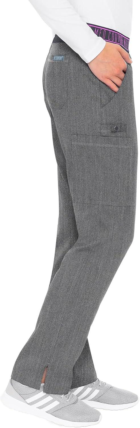 imageMed Couture Womens Yoga PullOn Pant with 7 Pockets UltraSoft RibKnit Waistband and 2Way Stretch Technology MC7739Slate