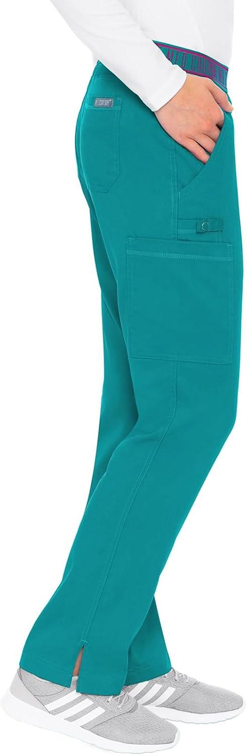 imageMed Couture Womens Yoga PullOn Pant with 7 Pockets UltraSoft RibKnit Waistband and 2Way Stretch Technology MC7739Teal