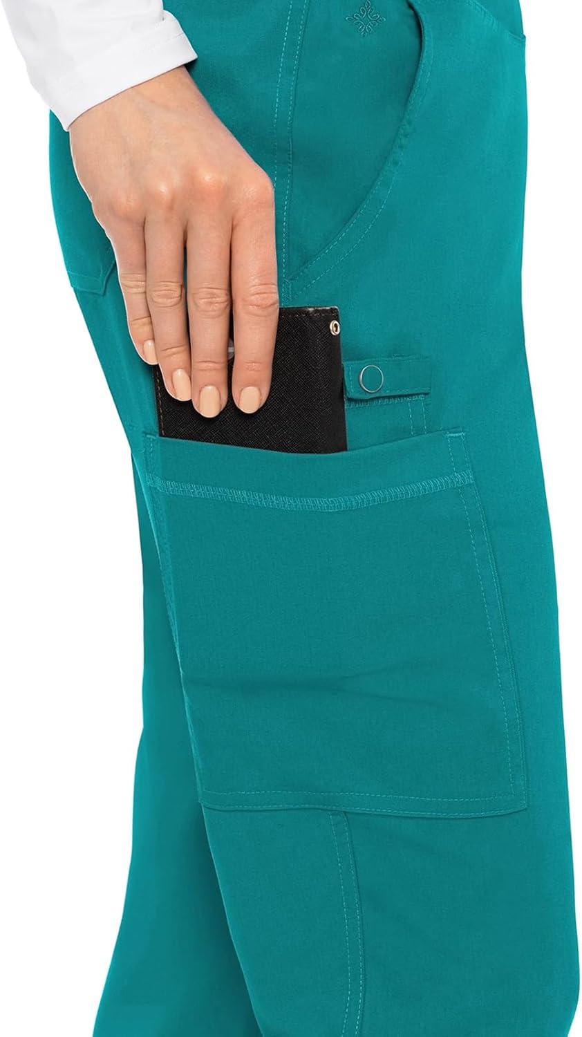 imageMed Couture Womens Yoga PullOn Pant with 7 Pockets UltraSoft RibKnit Waistband and 2Way Stretch Technology MC7739Teal