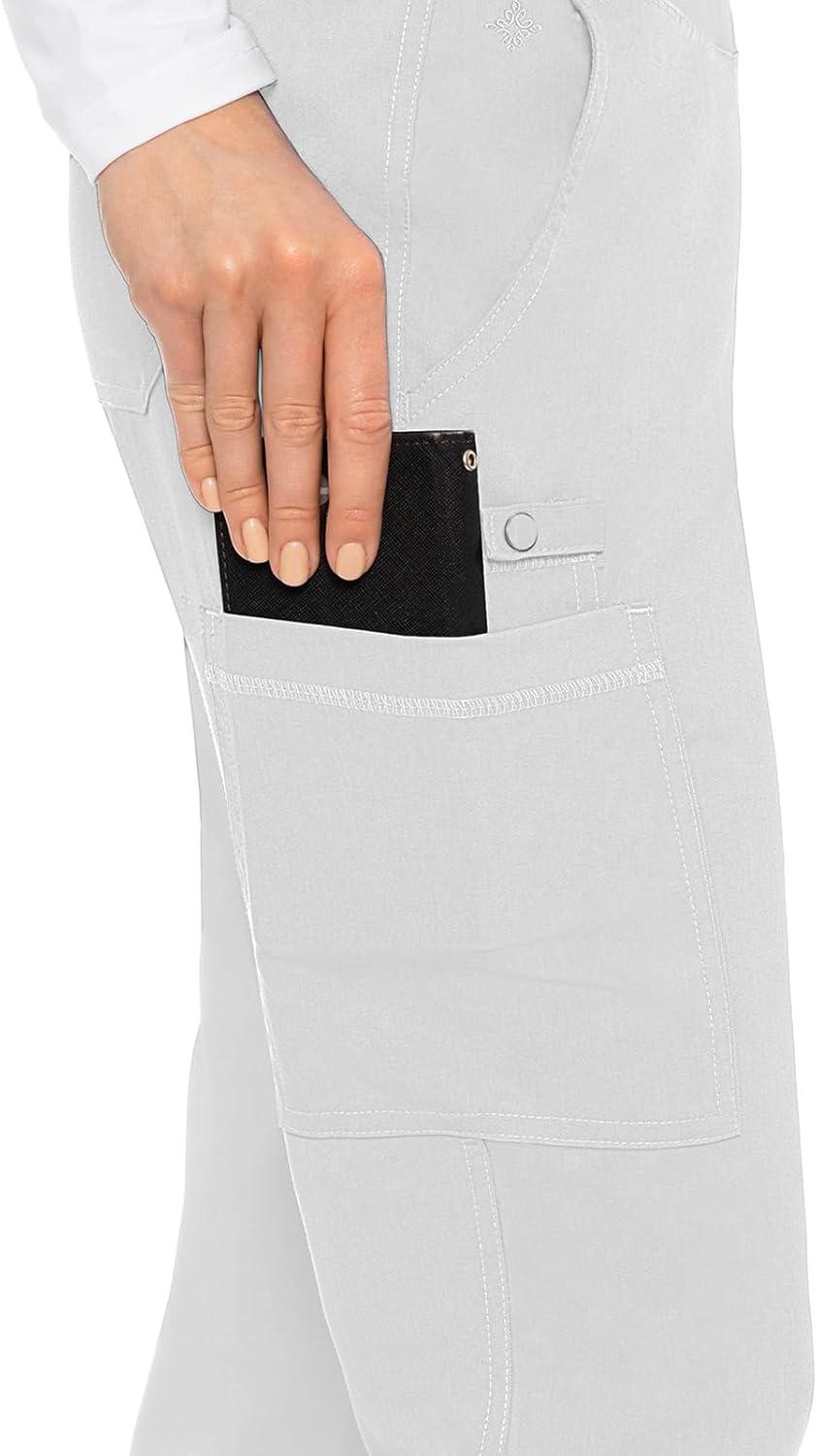imageMed Couture Womens Yoga PullOn Pant with 7 Pockets UltraSoft RibKnit Waistband and 2Way Stretch Technology MC7739White