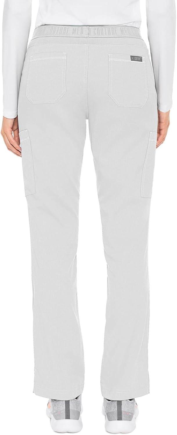 imageMed Couture Womens Yoga PullOn Pant with 7 Pockets UltraSoft RibKnit Waistband and 2Way Stretch Technology MC7739White