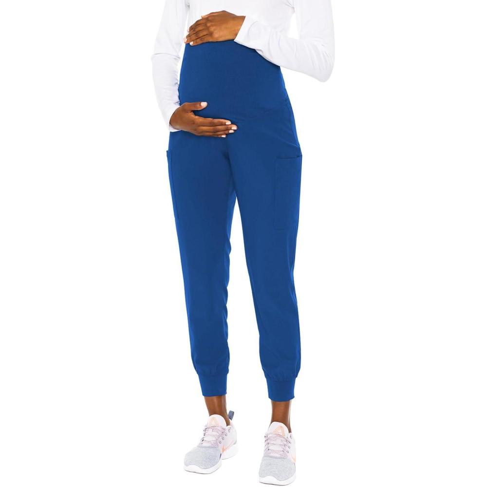 imageMed Couture Maternity Jogger Scrub Pants for Women High Rise Waist 4 Pockets with Soft Knit Waistband  MC029Royal