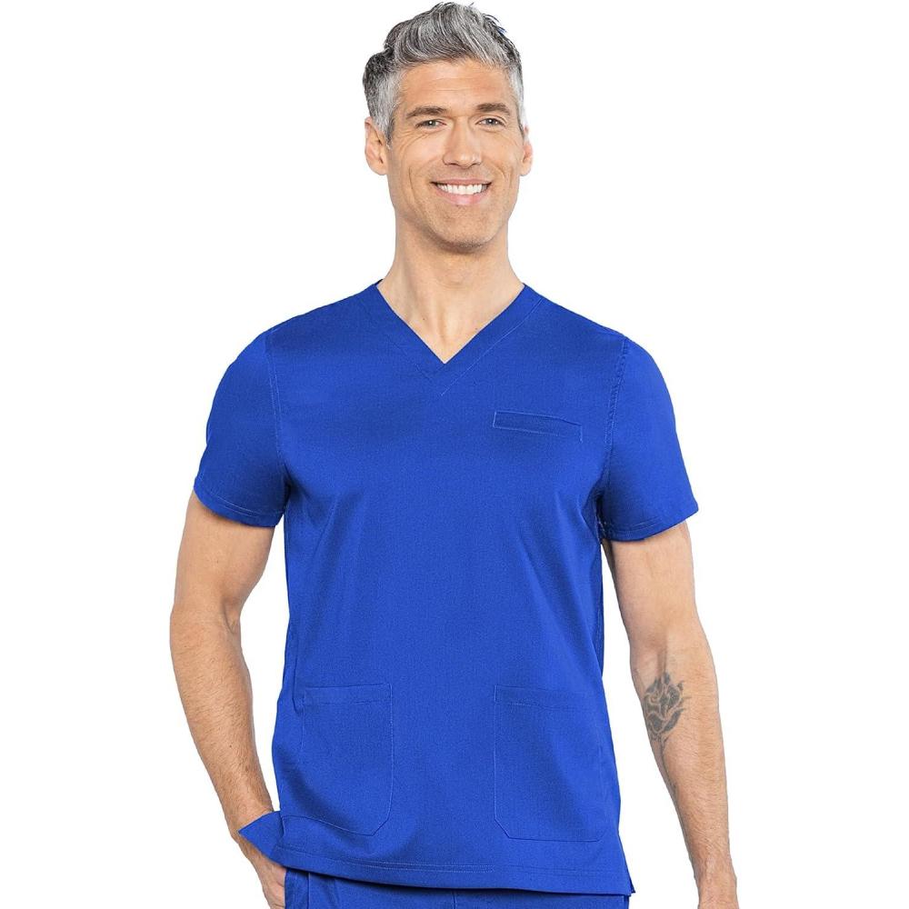 imageMed Couture Mens Scrub Top Wescott with 3 Pockets amp 2Way Stretch and Ultra Soft Fabric MC7477Royal