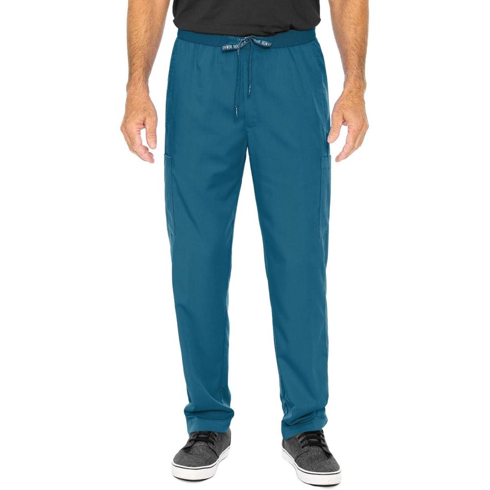 imageMed Couture Mens Straight Leg Scrub Pant with Zip Fly Front 6 Pockets and Elastic Waistband MC7779Caribbean