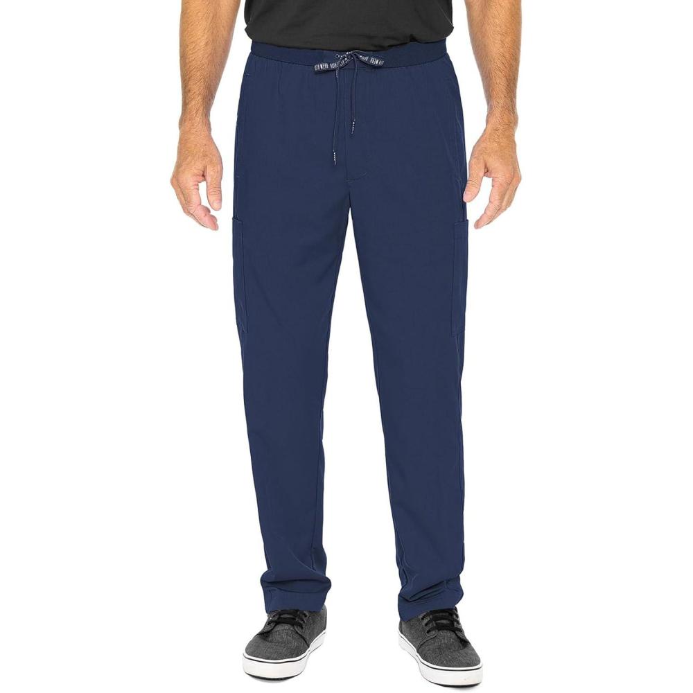 imageMed Couture Mens Straight Leg Scrub Pant with Zip Fly Front 6 Pockets and Elastic Waistband  MC7779Navy
