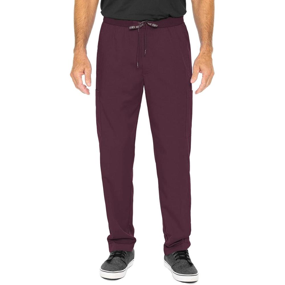 imageMed Couture Mens Straight Leg Scrub Pant with Zip Fly Front 6 Pockets and Elastic Waistband MC7779Wine