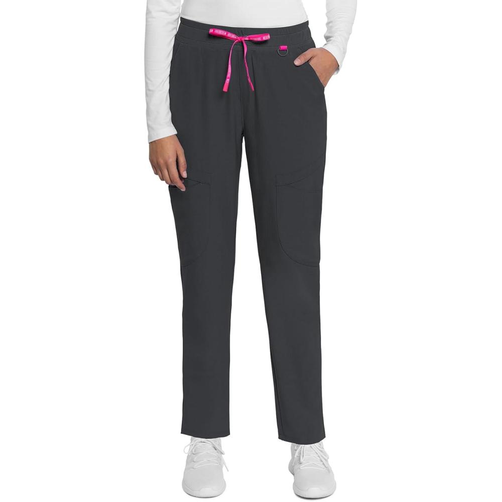 imageMed Couture Scrub Pant for Women Mid Rise Drawstring Tapered Leg  Missy Fit Cargo Pant with RibKnit Waistband  MC101Pewter