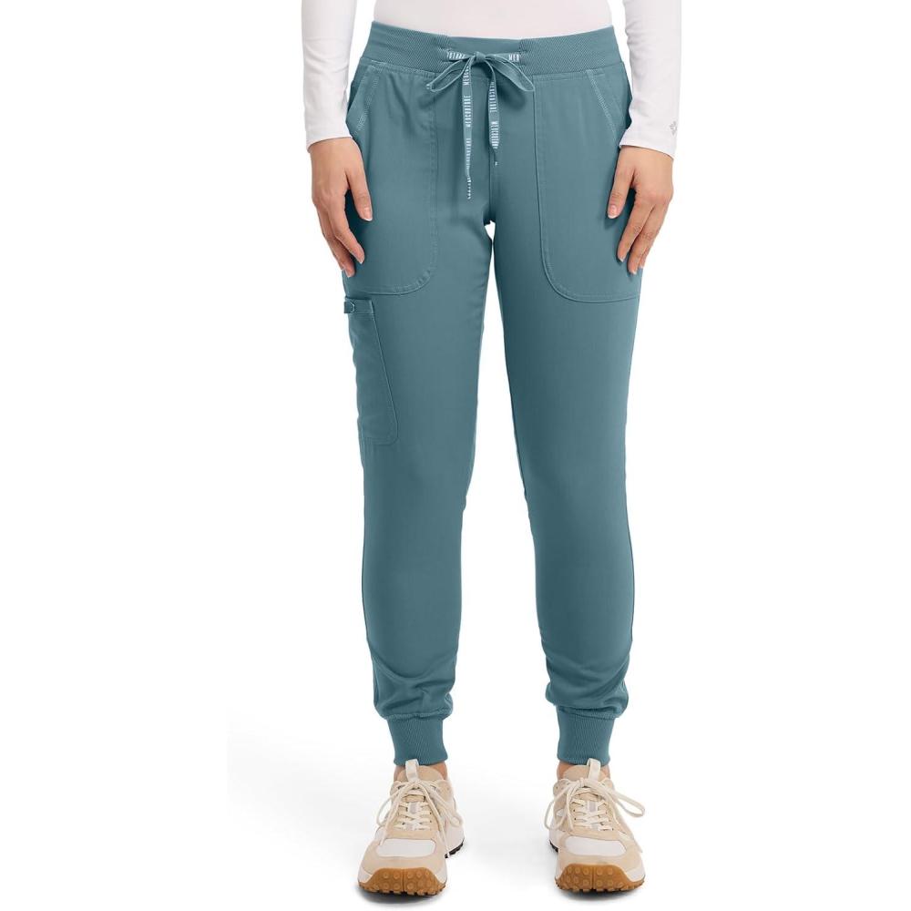 imageMed Couture Scrub Pants For Women Cargo Jogger Bottoms with 5 Pockets Lightweight Ultra Soft 2Way Stretch Fabric  MC7710Blue Jean Baby