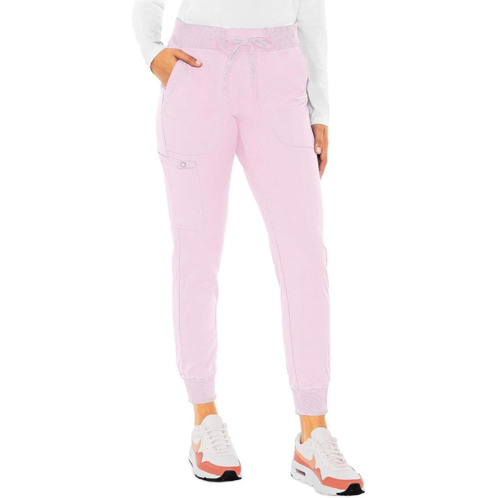 imageMed Couture Scrub Pants For Women Cargo Jogger Bottoms with 5 Pockets Lightweight Ultra Soft 2Way Stretch Fabric  MC7710Ice Pink