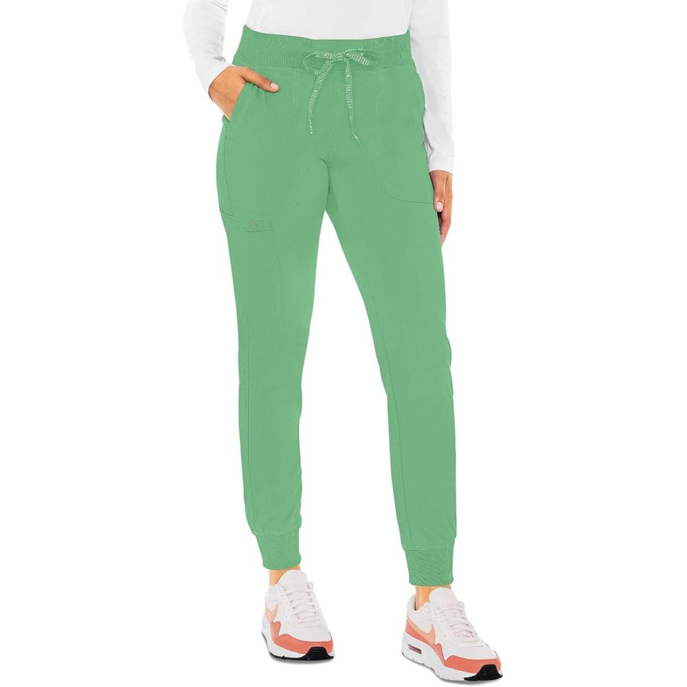 imageMed Couture Scrub Pants For Women Cargo Jogger Bottoms with 5 Pockets Lightweight Ultra Soft 2Way Stretch Fabric  MC7710Kiwi Lime