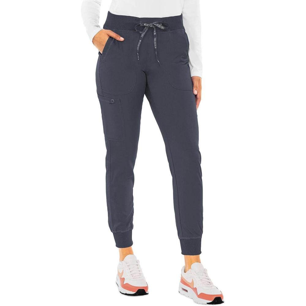 imageMed Couture Scrub Pants For Women Cargo Jogger Bottoms with 5 Pockets Lightweight Ultra Soft 2Way Stretch Fabric  MC7710Pewter