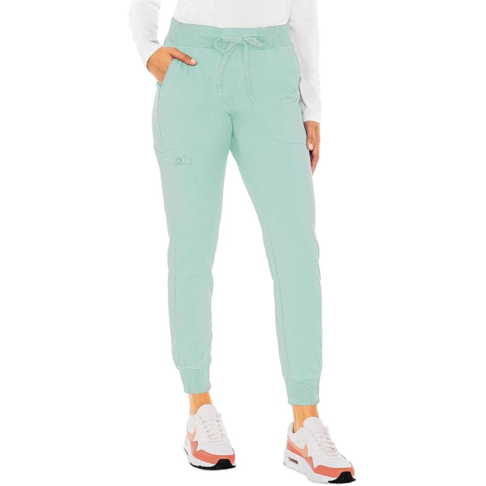 imageMed Couture Scrub Pants For Women Cargo Jogger Bottoms with 5 Pockets Lightweight Ultra Soft 2Way Stretch Fabric  MC7710Sea Mist