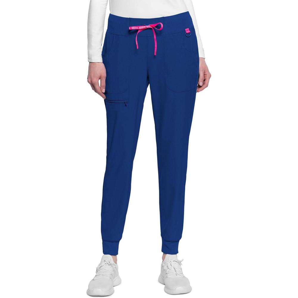 imageMed Couture Scrub Pants for Women Mid Rise Scrub Jogger with 5 Pockets RibKnit Cuffs with Drawstring Waistband MC102Royal