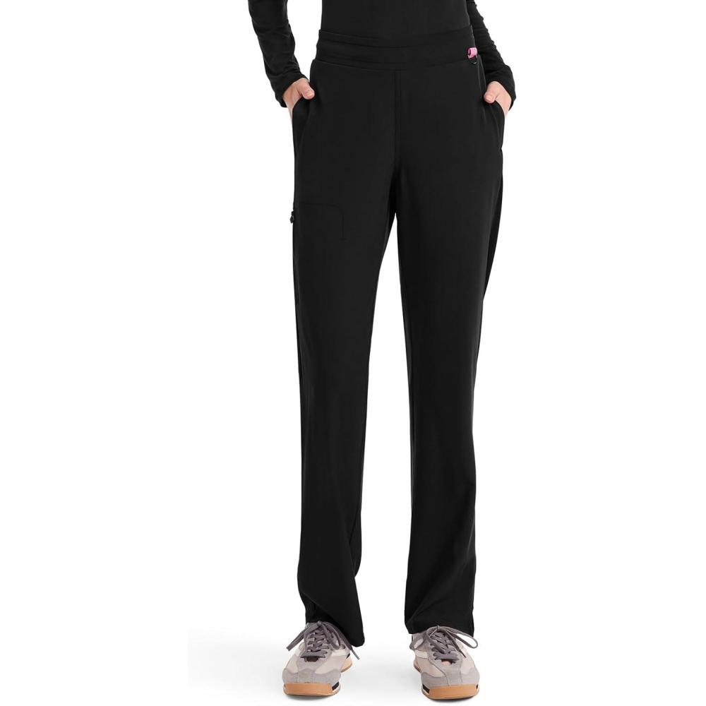 imageMed Couture Scrub Pants for Women Straight Leg PullOn Pant with 4 Pockets Moisture Wicking amp 360 Stretch  MC103Black