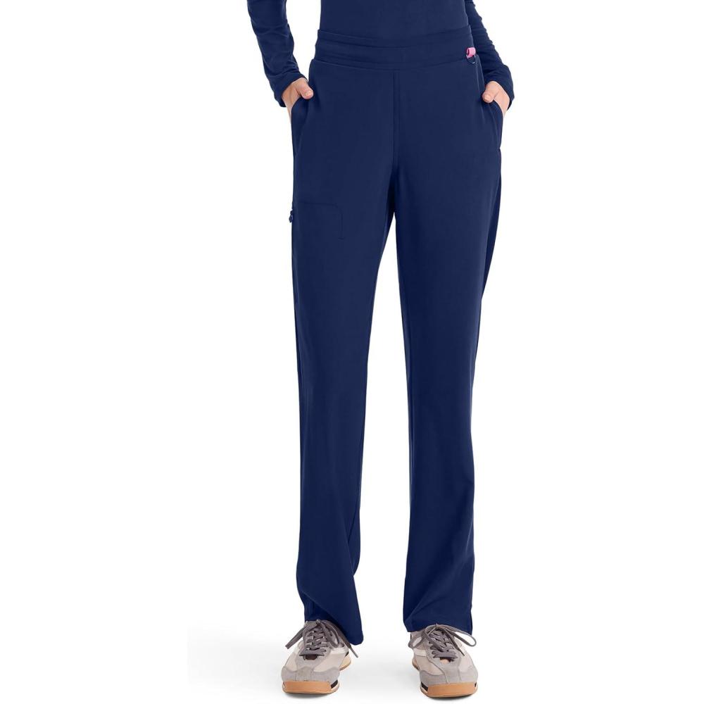 imageMed Couture Scrub Pants for Women Straight Leg PullOn Pant with 4 Pockets Moisture Wicking amp 360 Stretch MC103Navy
