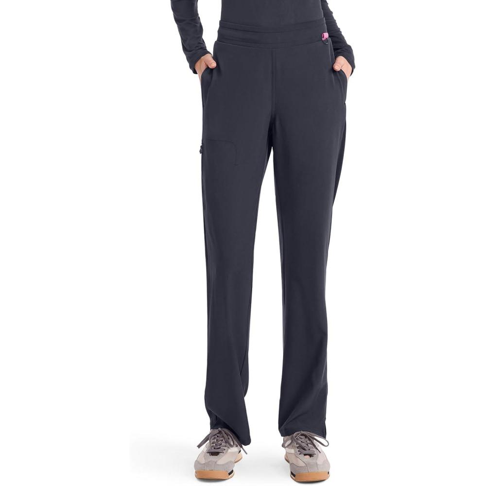 imageMed Couture Scrub Pants for Women Straight Leg PullOn Pant with 4 Pockets Moisture Wicking amp 360 Stretch MC103Pewter