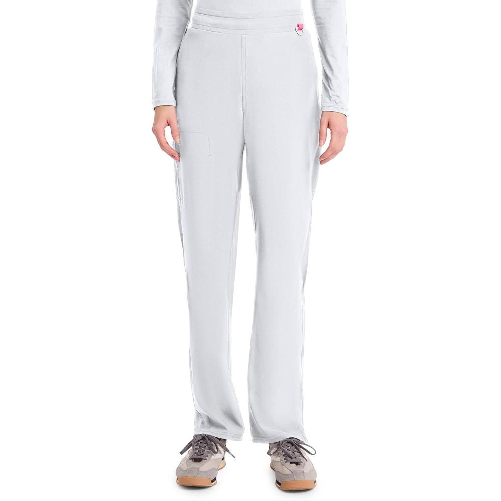 imageMed Couture Scrub Pants for Women Straight Leg PullOn Pant with 4 Pockets Moisture Wicking amp 360 Stretch  MC103White