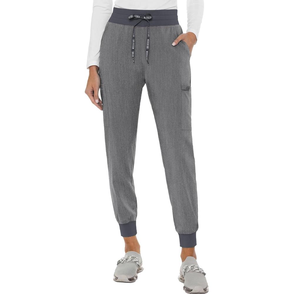 imageMed Couture Womens Cargo Scrub Jogger Pants 6 Pockets Ultra Soft Stretch Easy Care Soft Medical Uniform Bottoms  MC7705Slate