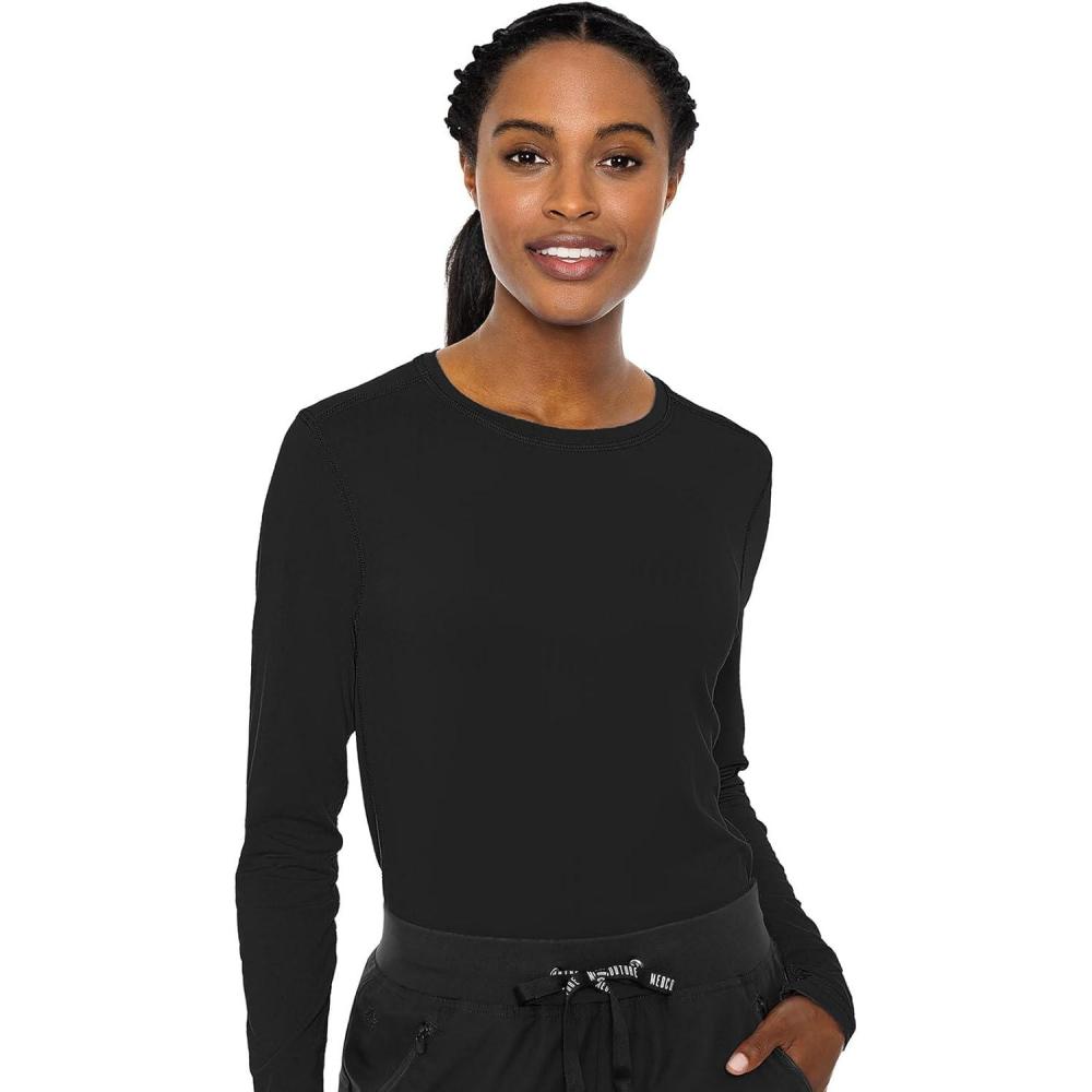 imageMed Couture Womens Underscrub Top Long Sleeve Performance Knit Tee 360 Stretch Lightweight amp Ultra Soft Fabric MC8499Black