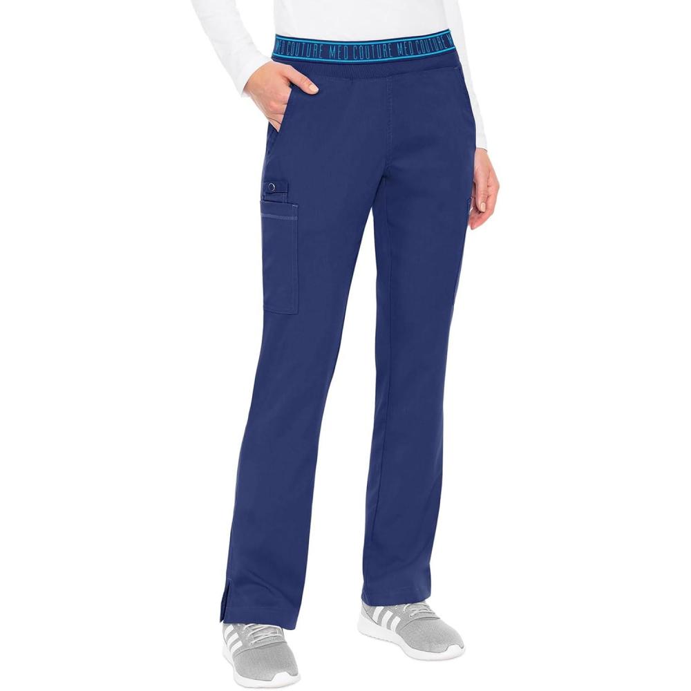 imageMed Couture Womens Yoga PullOn Pant with 7 Pockets UltraSoft RibKnit Waistband and 2Way Stretch Technology  MC7739Galaxy