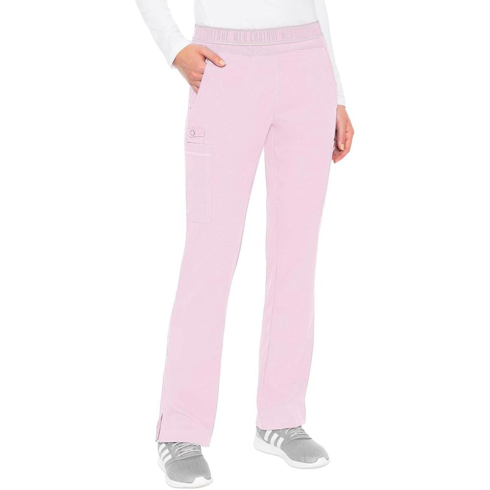 imageMed Couture Womens Yoga PullOn Pant with 7 Pockets UltraSoft RibKnit Waistband and 2Way Stretch Technology MC7739Ice Pink