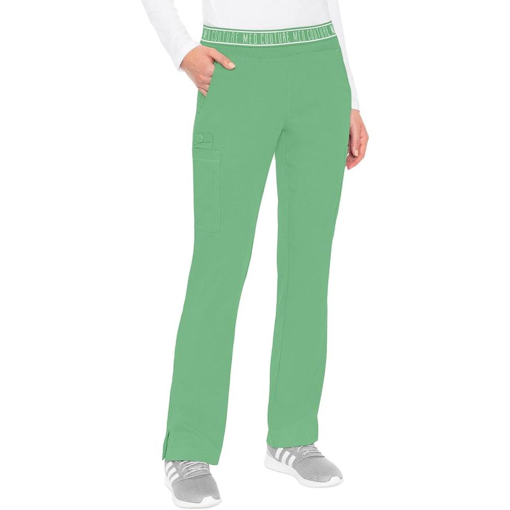 imageMed Couture Womens Yoga PullOn Pant with 7 Pockets UltraSoft RibKnit Waistband and 2Way Stretch Technology  MC7739Kiwi Lime