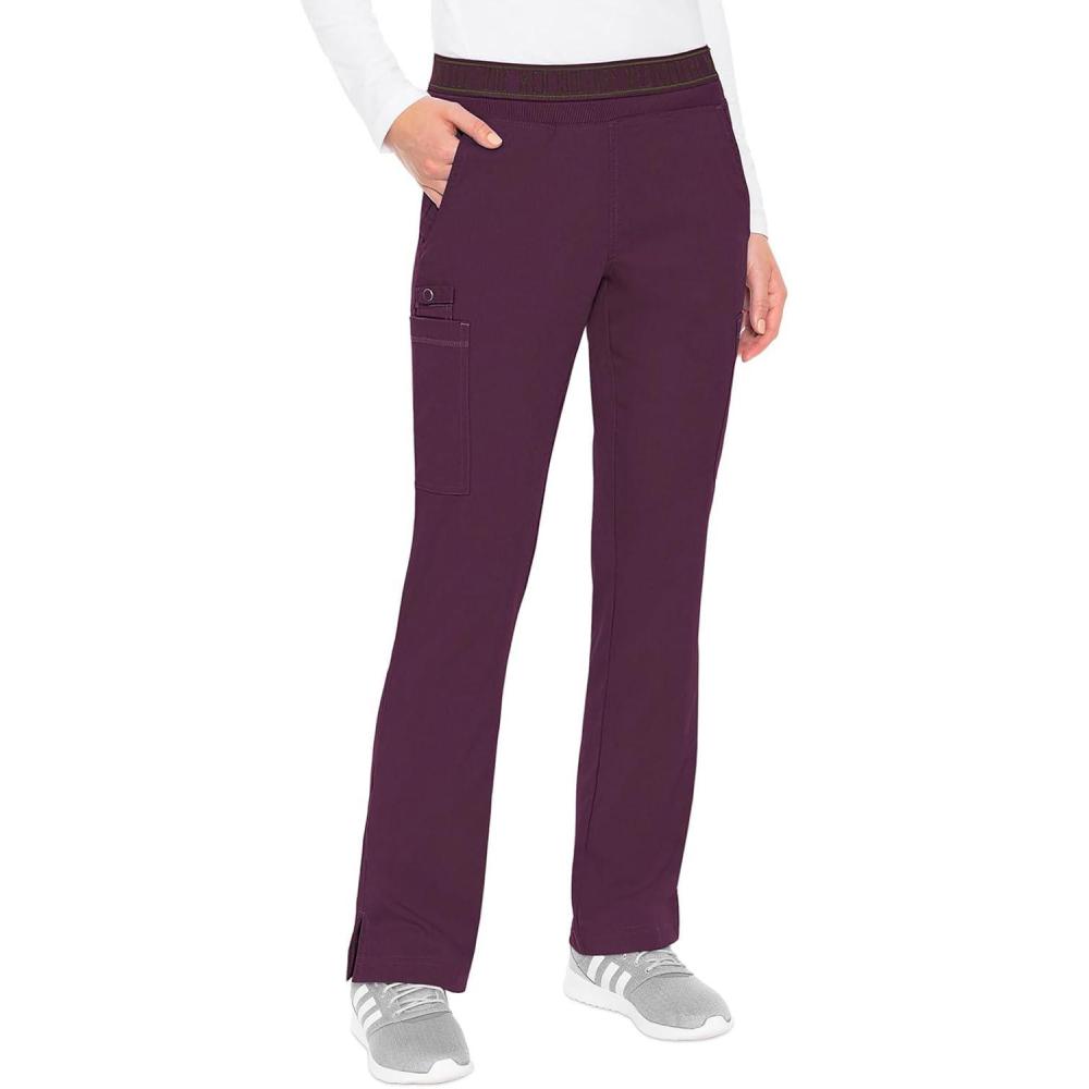 imageMed Couture Womens Yoga PullOn Pant with 7 Pockets UltraSoft RibKnit Waistband and 2Way Stretch Technology MC7739Wine