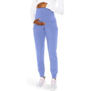 Med Couture Maternity Jogger Scrub Pants for Women, High Rise Waist, 4 Pockets with Soft Knit Waistband – MC029(Ciel)