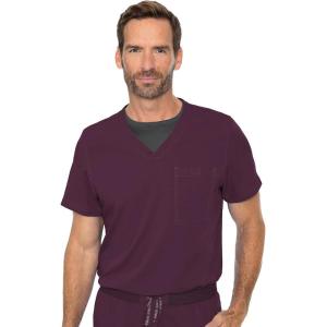 Med Couture Men’s Scrub Top Cadence 2-Way Stretch Technology with Ultra Soft Fabric & One Chest Pocket – MC7478(Wine)