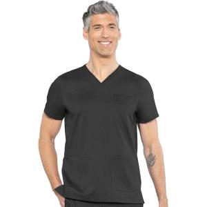 Med Couture Men’s Scrub Top Wescott with 3 Pockets & 2-Way Stretch and Ultra Soft Fabric – MC7477(Black)