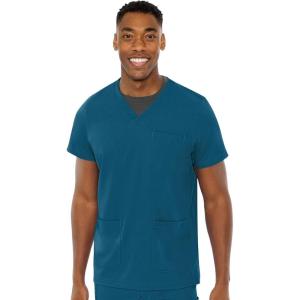 Med Couture Men’s Scrub Top Wescott with 3 Pockets & 2-Way Stretch and Ultra Soft Fabric – MC7477(Caribbean)