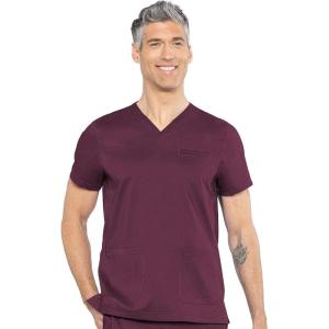 Med Couture Men’s Scrub Top Wescott with 3 Pockets & 2-Way Stretch and Ultra Soft Fabric – MC7477(Wine)