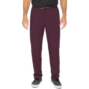 Med Couture Men’s Straight Leg Scrub Pant with Zip Fly Front, 6 Pockets, and Elastic Waistband – MC7779(Wine)
