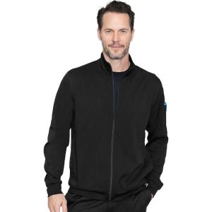 Med Couture Men’s Warm-Up Jacket with 3 Pockets, Zip Front Closure and 2-Way Stretch Fabric – MC7678(Black)