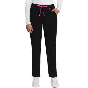 Med Couture Scrub Pant for Women Mid Rise Drawstring Tapered Leg – Missy Fit Cargo Pant with Rib-Knit Waistband – MC101(Black)