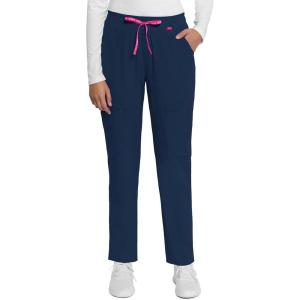 Med Couture Scrub Pant for Women Mid Rise Drawstring Tapered Leg – Missy Fit Cargo Pant with Rib-Knit Waistband – MC101(Navy)