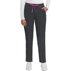 Med Couture Scrub Pant for Women Mid Rise Drawstring Tapered Leg – Missy Fit Cargo Pant with Rib-Knit Waistband – MC101(Pewter)