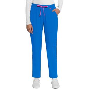 Med Couture Scrub Pant for Women Mid Rise Drawstring Tapered Leg – Missy Fit Cargo Pant with Rib-Knit Waistband – MC101(Royal)