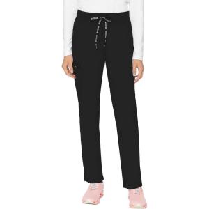 Med Couture Scrub Pants for Women, Jersey Waist Yoga Bottoms, 6 Pockets with Mid Rise Drawstring Waistband – MC7725(Black)