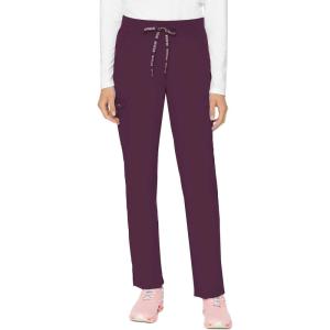 Med Couture Scrub Pants for Women, Jersey Waist Yoga Bottoms, 6 Pockets with Mid Rise Drawstring Waistband – MC7725(Wine)