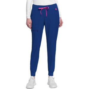 Med Couture Scrub Pants for Women Mid Rise Scrub Jogger with 5 Pockets Rib-Knit Cuffs with Drawstring Waistband MC102(Royal)